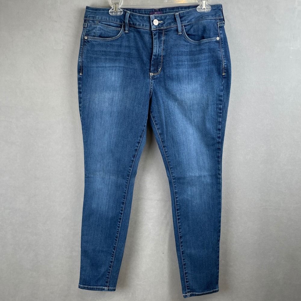NYDJ Petite Ami Super Skinny Jeans Women 14P Blue Lift Tuck Mid Rise Stretch USA